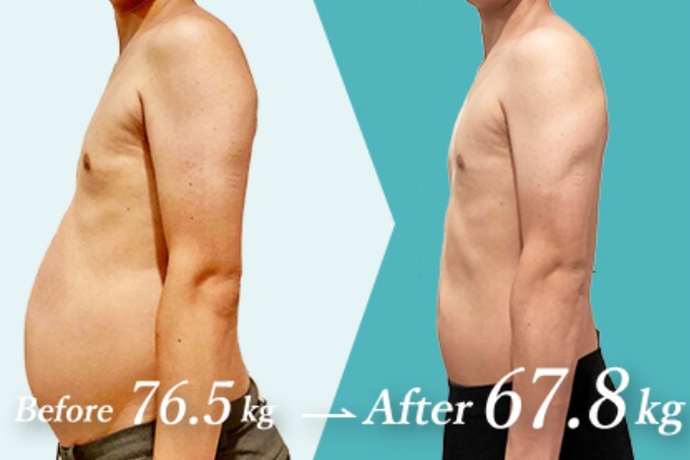 オンラインパーソナルトレーニング3ヵ月で9キロ痩せた男性