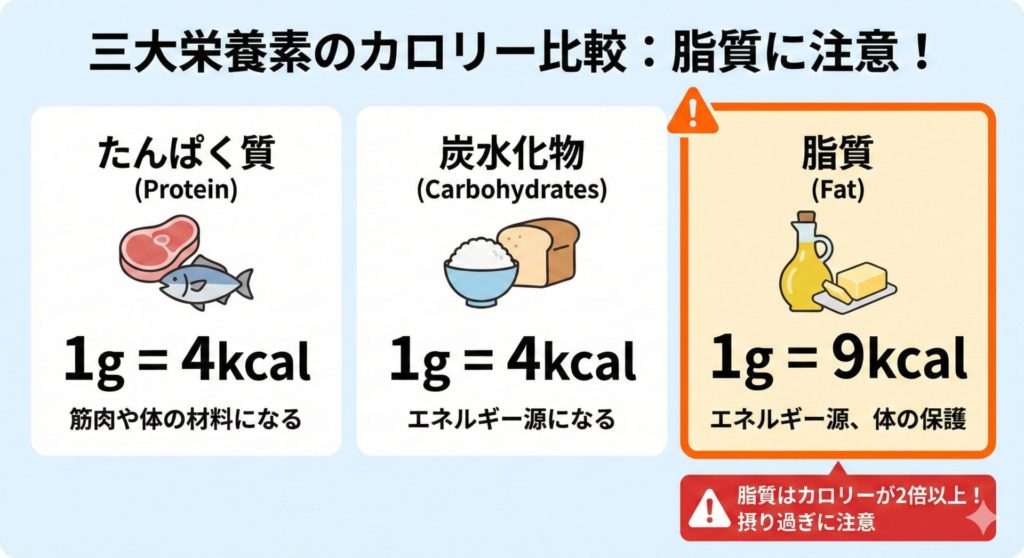 三大栄養素それぞれのカロリー