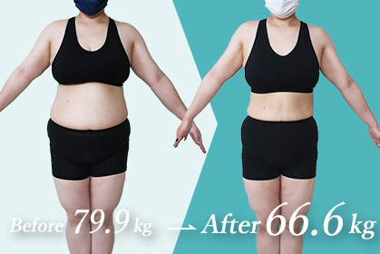 オンラインパーソナルトレーニングを3ヵ月続けて13キロ痩せた女性