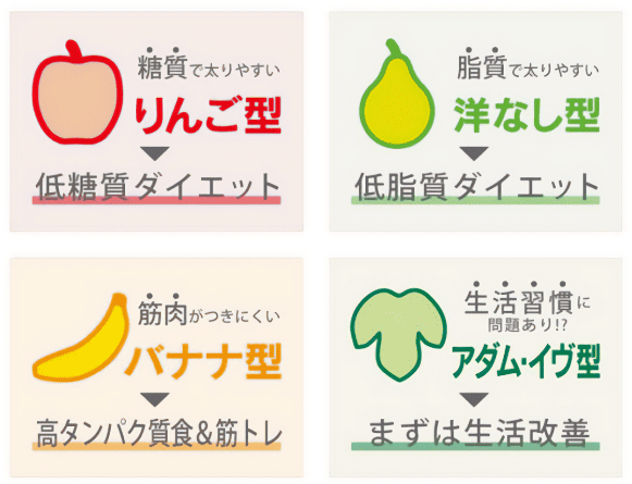 DIET遺伝子検査で分類される4種類