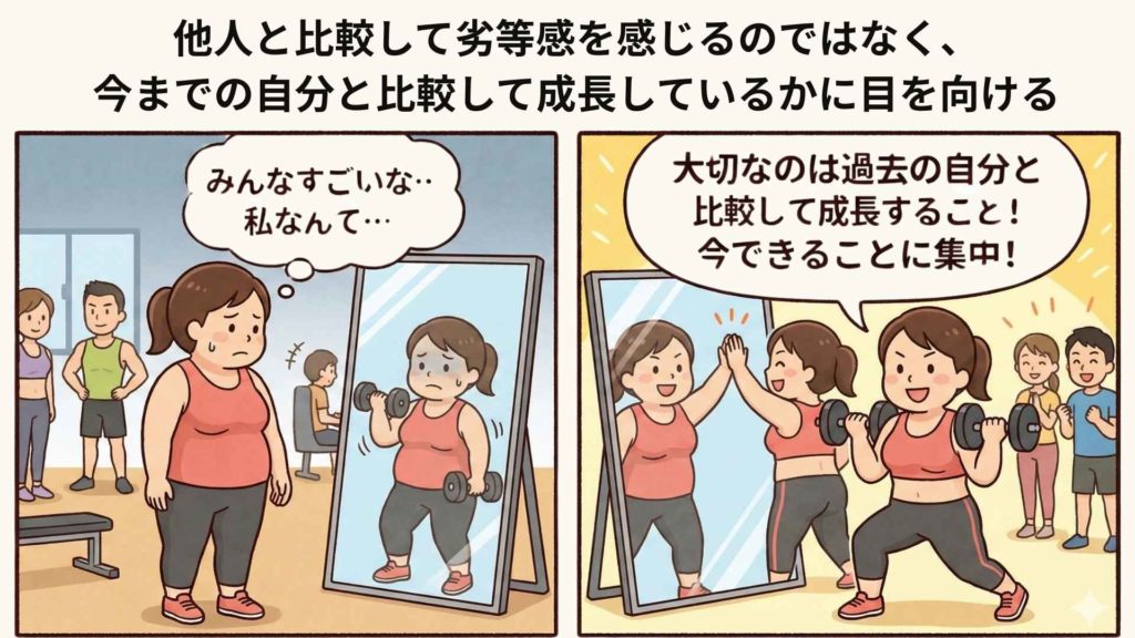 他人と比較して劣等感を感じるのではなく、過去の自分と比較して成長しているかが大切