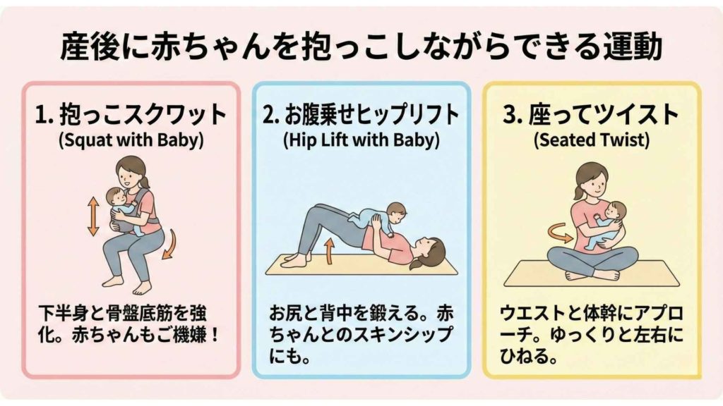 赤ちゃんをあやしながらできる筋トレ