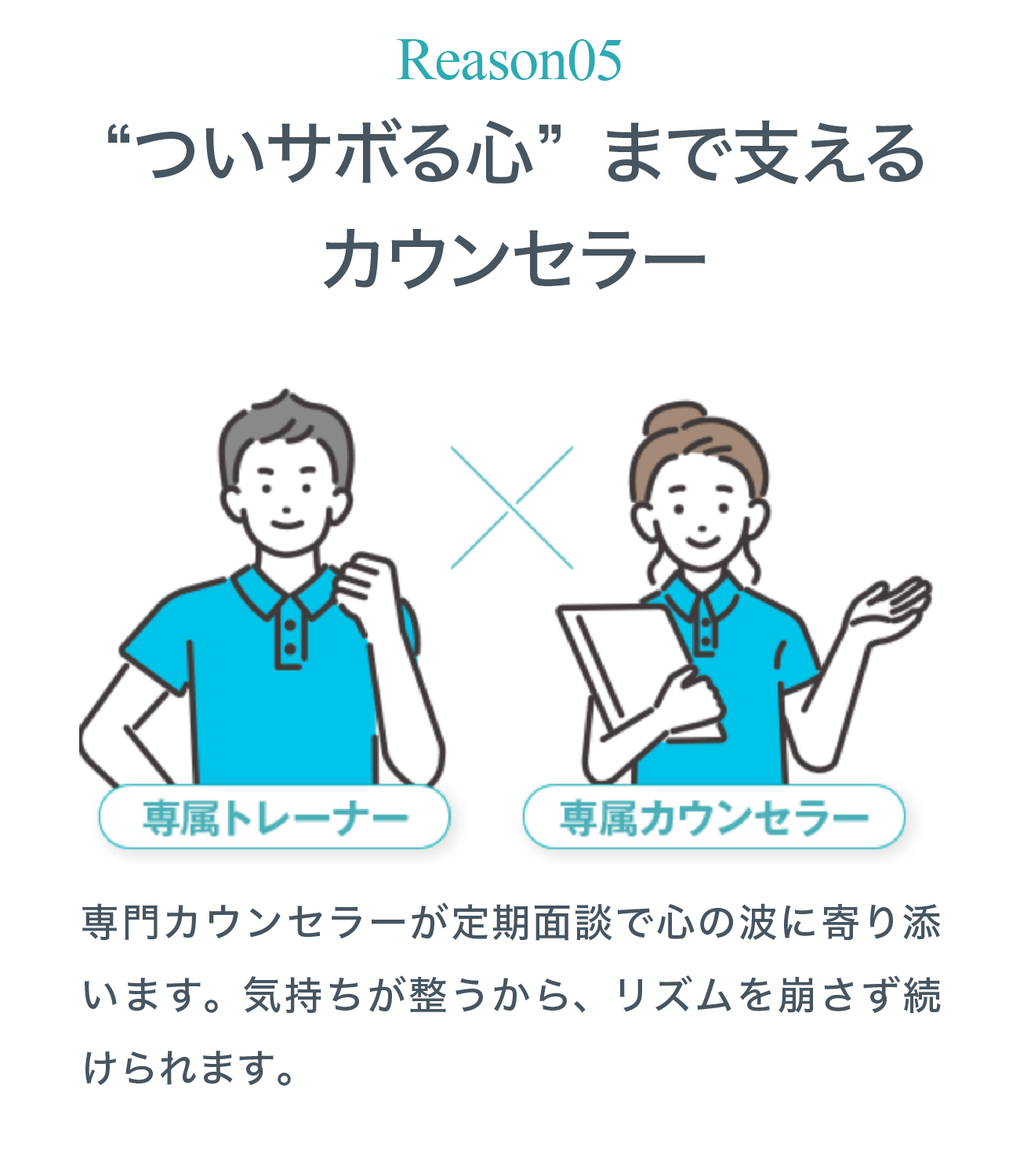 REASON 05 Wの専属サポート2人のプロがチームであなたを支えます！